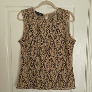 Evan Picone Tan Lace Sleeveless Top Size 16